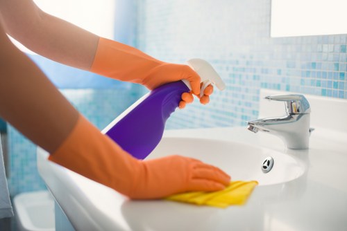 Detailed post-construction cleaning of kitchen surfaces and fittings in Edgware