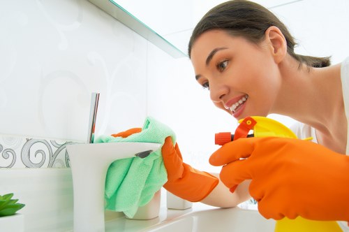 Trained cleaning staff using protective gear during an Edgware deep clean